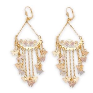 Brie chandelier tri-color butterfly lever-back 18k of gold plated earrings